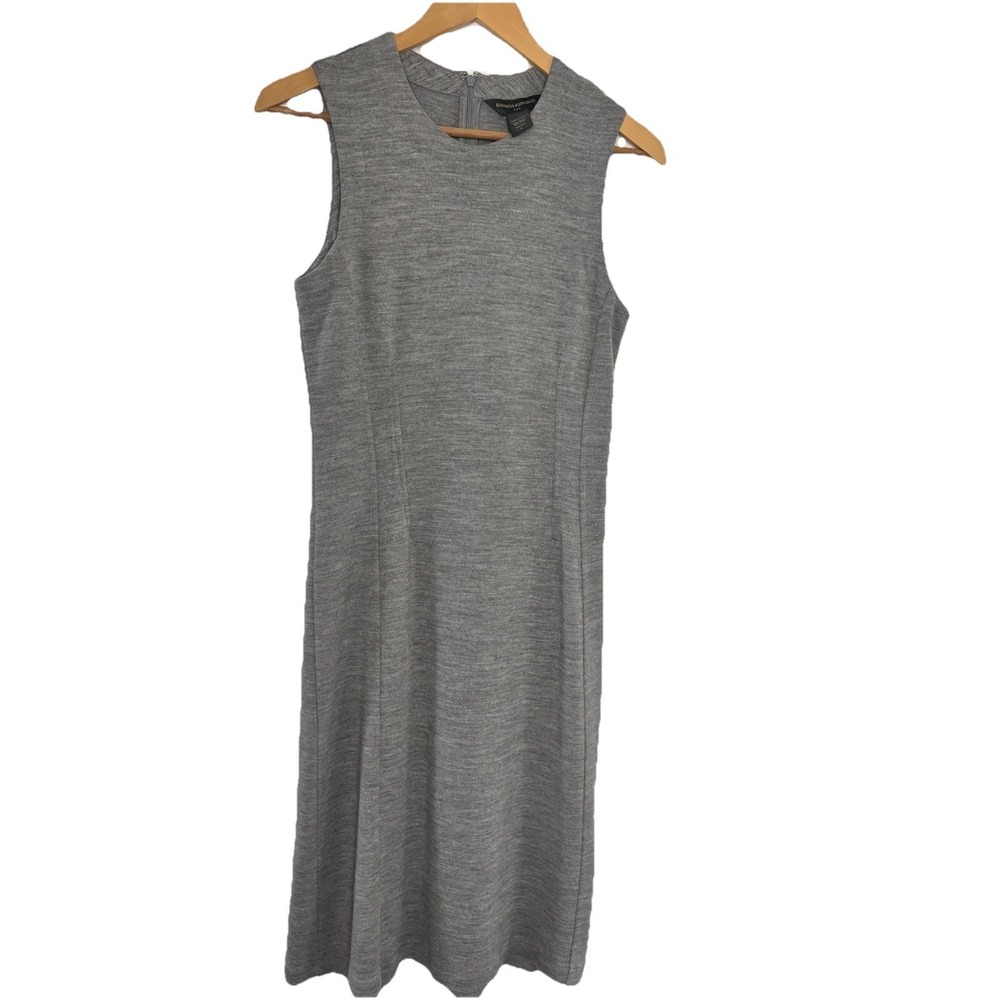 Banana Republic Gray Wool Blend Stretch Knit Dress‎ Sz 8 Sheath Sleeveless